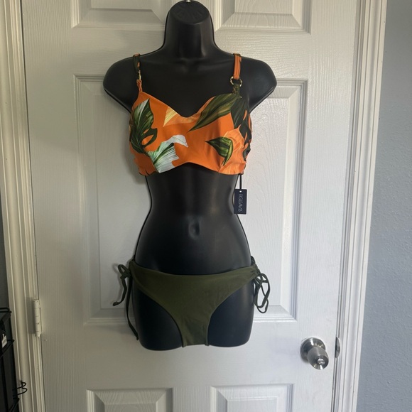 Topshop & Figleaves Orange and Green Bikini Set - Picture 1 of 5